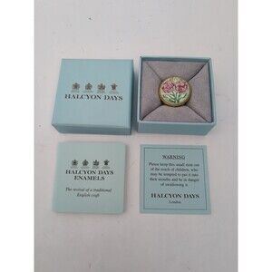 Halcyon Days Enamels Pink Rose Mini 2008 Trinket Box